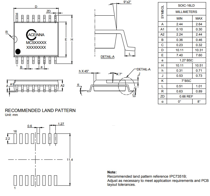 Mechanical Drawing - ACEINNA MCA1101 Current Sensor ICs Mechanical Drawing - ACEINNA MCA1101 Current Sensor ICs
