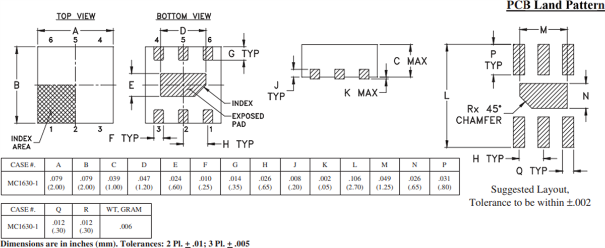 Mechanical Drawing - Mini-Circuits MTY2-243+ MMIC Balun RF Transformer