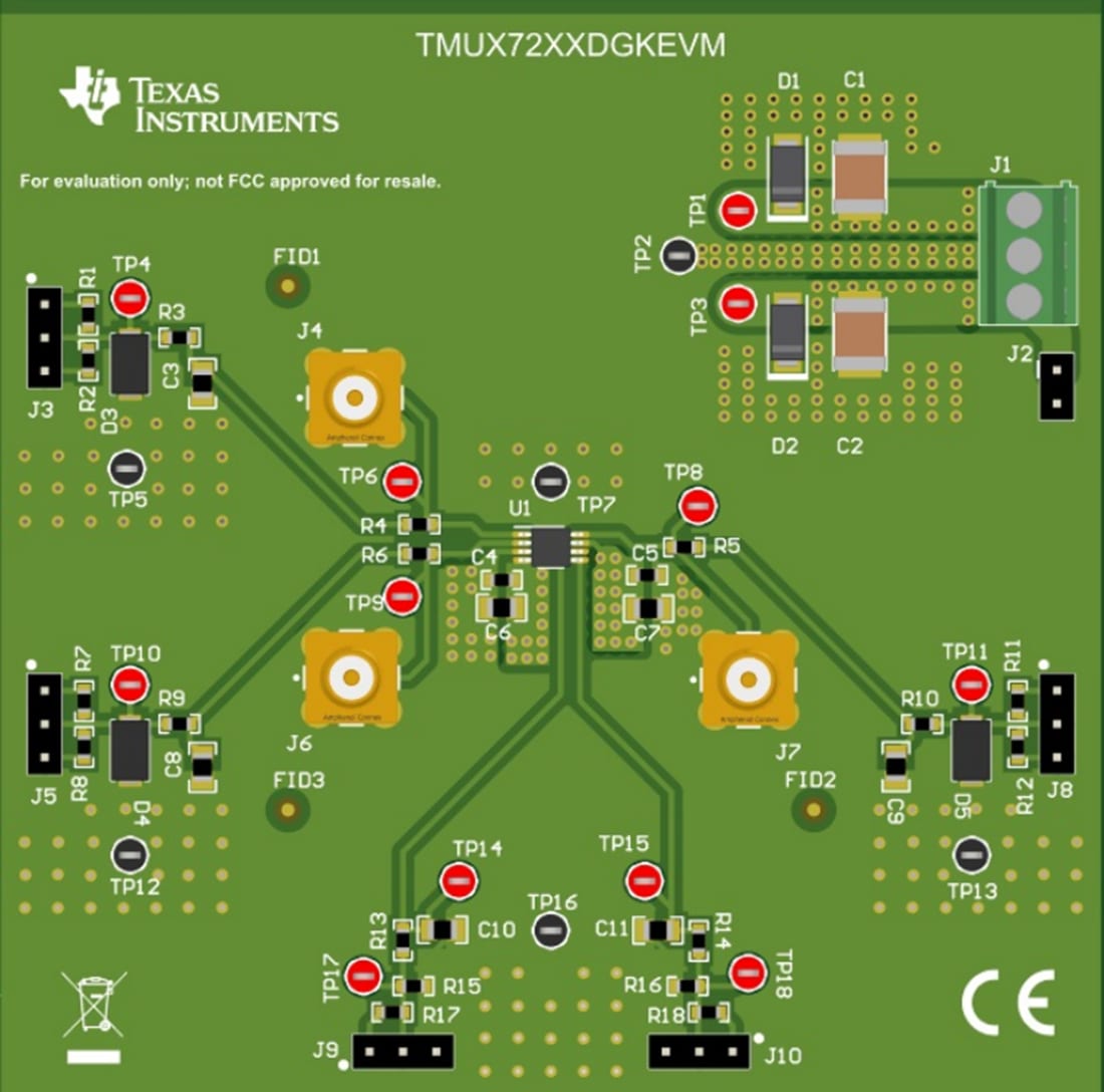 Mechanical Drawing - Texas Instruments TMUX72XXDGKEVM Switch Evaluation Module (EVM)