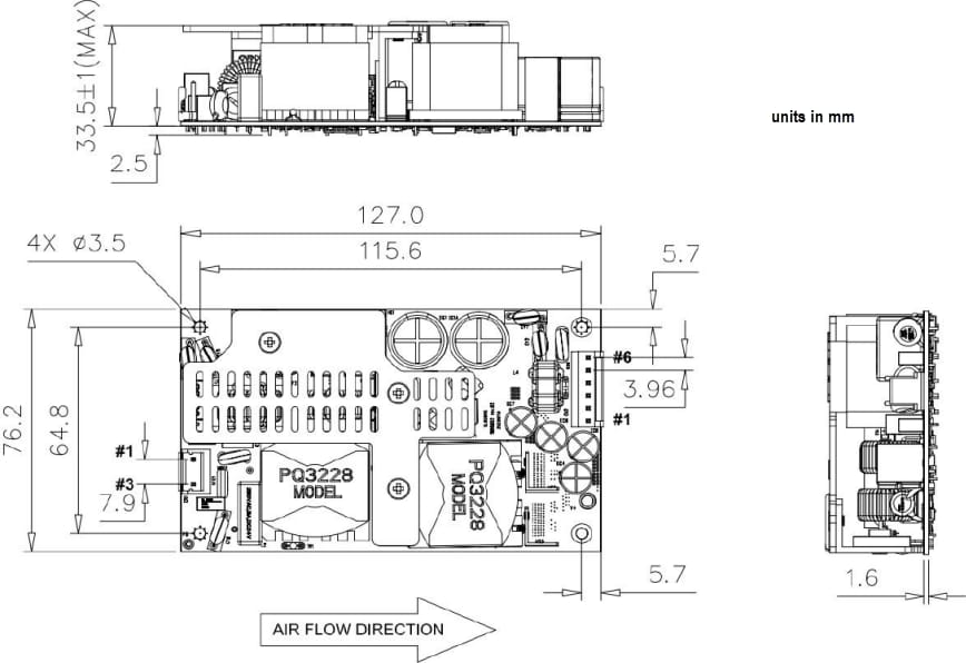 Mechanical Drawing - Advanced Energy / SL Power SLB350 Power Supplies
