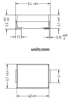 Mechanical Drawing - Diotec Semiconductor P6SMB200x SMD Transient Voltage Suppressor Diodes
